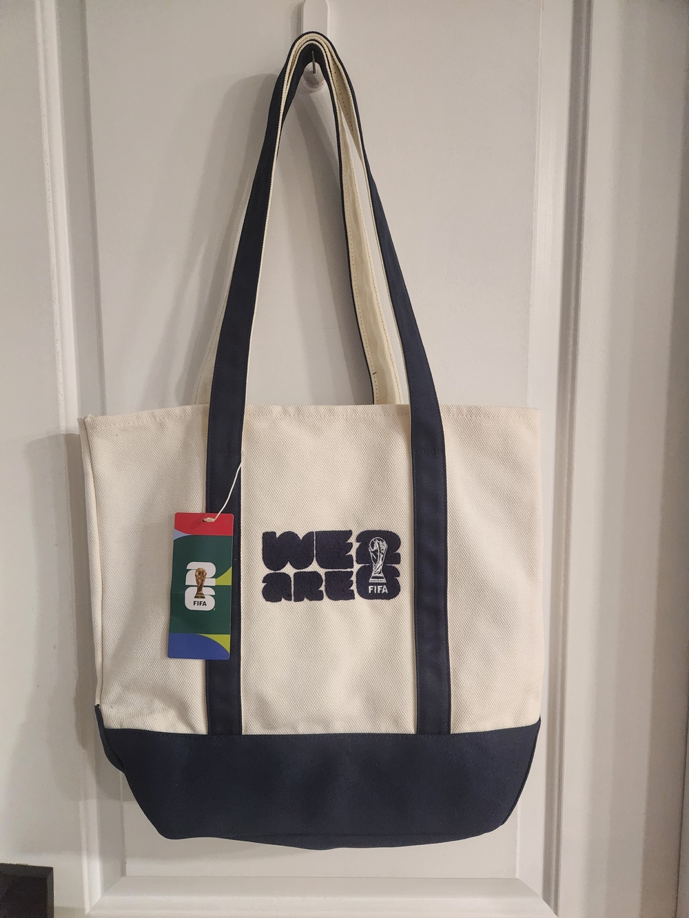 We Are 26 Canvas Tote Bag - Cream & Navy FIFA